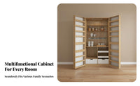 Snack and Drink Organizer Cabinet Large Capacity Tall Sideboard Cabinet Multi-Functional Double Door Storage Cupboard for Families, Homeowners