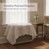 Embroidered Cotton Appliance Dust Cover with Lace Trim