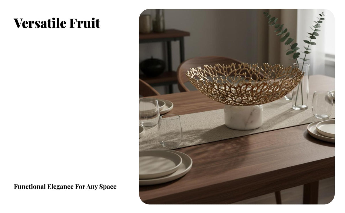 Marble Base Fruit Bowl Nordic Design Footed Fruit Bowl Minimalist for Coffee Table, Living Room, Kitchen Counter
