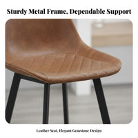 2 Pieces Industrial Design Four-Legged Bar Chair with Backrest Upholstered Seat Counter Stool Stable Design Seating Furniture Easy to Clean for Homeowners, Business Owners, Adults, Coffee Shop, Cafe, Restaurant, Kitchen Island