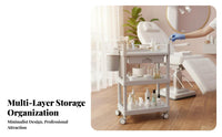 Mobile Instrument Stand Multi-Tier Storage Salon Rolling Stand Esthetician Trolley Cart Effortless Mobility for Ink Work Artists