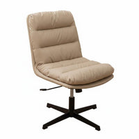 Adjustable Height Upholstered Swivel Chair Support Upholstered Roller Chair Ergonomic Design Office Seating Reclining Backrest for Students, Adults, Professionals, Study Room, Desk Work, Bedroom, Reading Nook