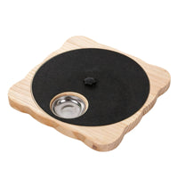 Wooden Feeding Board with Bowl Compact Rotatable Pet Feeder Low-Profile Slow Feeder for Home, Patio