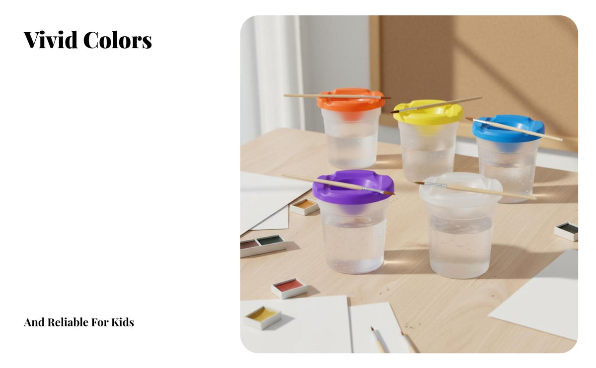 children's Paint Brush Washer Multi-Functional Spill Resistant Paint Cup Mess Childrens Lidded Painting Cup for Preschoolers, DIY Projects, School