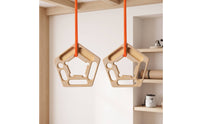2 Pieces Hanging Climbing Training Board Pentagonal Wooden Training Board with Cords Portable Hangboard with Rope Travel-Friendly for Climbers, Athletes, Home Gym