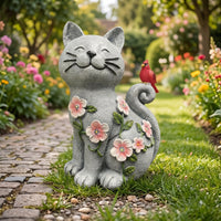 Glowing Cat Figurine with Solar Light Whimsical Solar Garden Statue Automatic Cat Statue Waterproof for Gardeners, Pathway