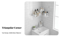 Space-Saving Design Adhesive Corner Shelf Drilldrill-Less Installation Bathroom Accessory No Drilling Storage Rack Strong Load-Bearing for Homeowners, Students, Families, Powder Room, Kitchen