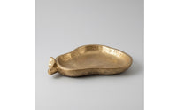 Resin Tray with Leaf Detail Golden Gourd Tray Hammered Catchall Container for Dresser, Coffee Table