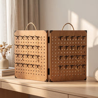 Jewelry Display Rack Portable Tabletop Pegboard Display Stand Hinged Jewelry Rack with Hooks for Retail Shops