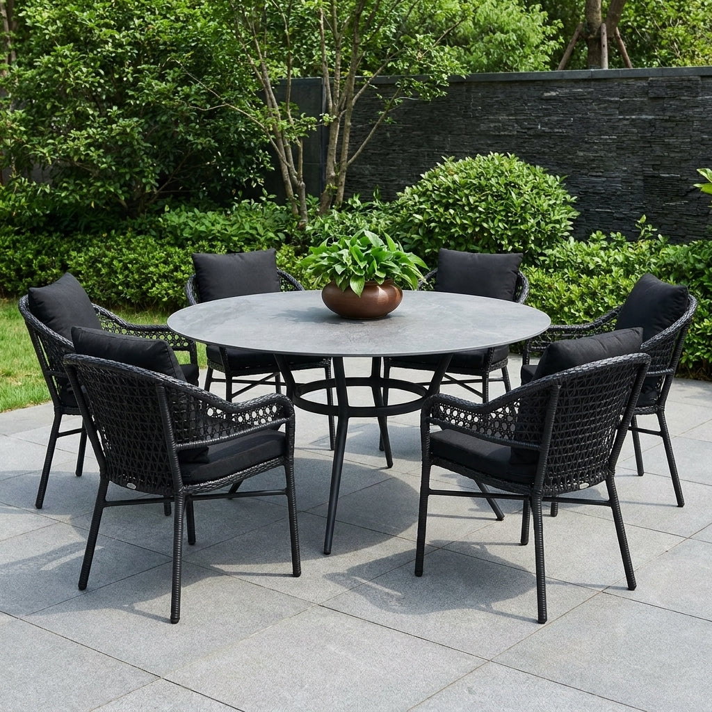 Rattan-style 2-Person Round Dining Table, 0.8m, Modern Cafe Style Dining Table