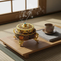 Enameled Aroma Burner Elegant Workmanship Vintage Aroma Holder Metal Aroma Heater Promotes Relaxation Vintage Design Censer