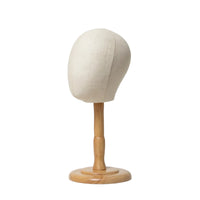 textileCovered Mannequin Head with Wooden Stand Freestanding Mannequin Head Stand Stable Sturdy for Stylists, Retail Counters