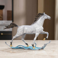 Horse Figurine Ornamental Horse Statue Sculptural Figurine with Undulating Base for Art Lovers, Office