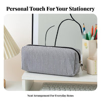 Seersucker Pencil Case Multipurpose Large Capacity Pen Bag Versatile Large Capacity Stationery Pouch for Students, Teens, Office