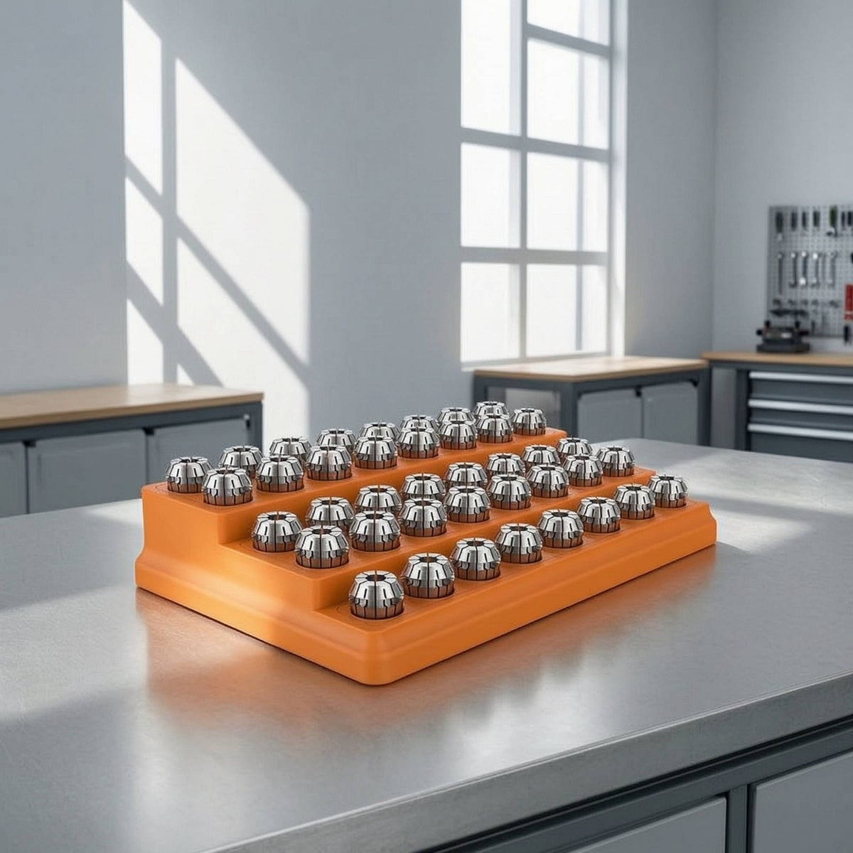 Tool Storage Box with Perforated Top Tiered Machining Tool Organizer Organized for Machinists
