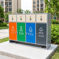 Dark Grey Stainless Steel Waste Sorting Station, Double Bin Recycling Bin for Public Spaces, 36cm Wide with Shelter