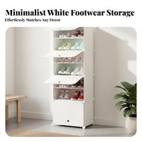 Minimalist Design Plastic Shoe Rack Space Saving DIY Shoe Cabinet Easy to Assemble Interlocking Plastic Organizer Adjustable Compartments for Families, Homeowners, Entryway, Bedroom, Hallway, Dorm Room