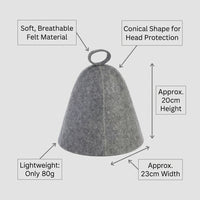Sauna Cap Steam Room Accessory for Men Women, Bath Hat for Steam, Ergonomi Sauna Cap, Heat Insulation, Grey