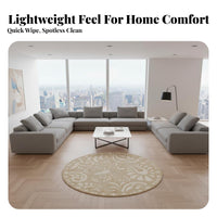 Waterproof Round Area Rug Easy to Clean Circular Floor Carpet Soft Texture Circular Damask Carpet Long-Lasting for Homeowners, Families, Interior Decorators, Bedroom, Living Room, Under Sofa, Entryway