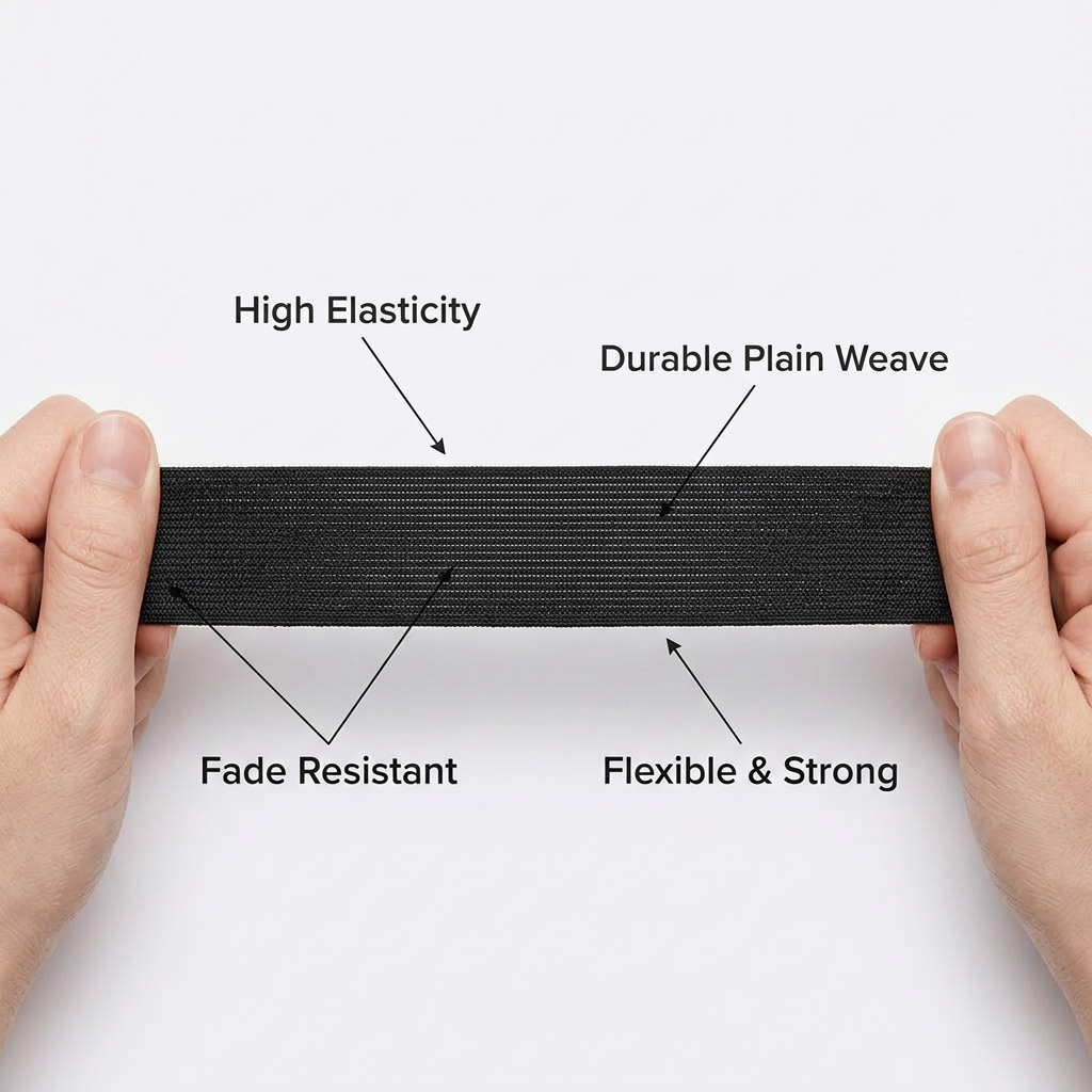 Flat Elastic Band Black White, Sewing Elastic Cord Bands 40 Meter Roll, Garment Elastic for Clothing Waistbands, Sewing Crafts DIY Stretch