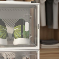 Dust-Proof Stackable Shoe Box Space Saving Clear Plastic Shoe Box Easy to Assemble Sneaker Display Case Sturdy for Sneakerheads, Closet, Entryway, Dorm Room