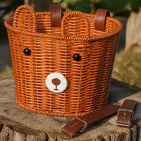 Kids' Woven Bicycle Basket - Retro Style Front Handlebar Storage for Balance Bikes & Scooters