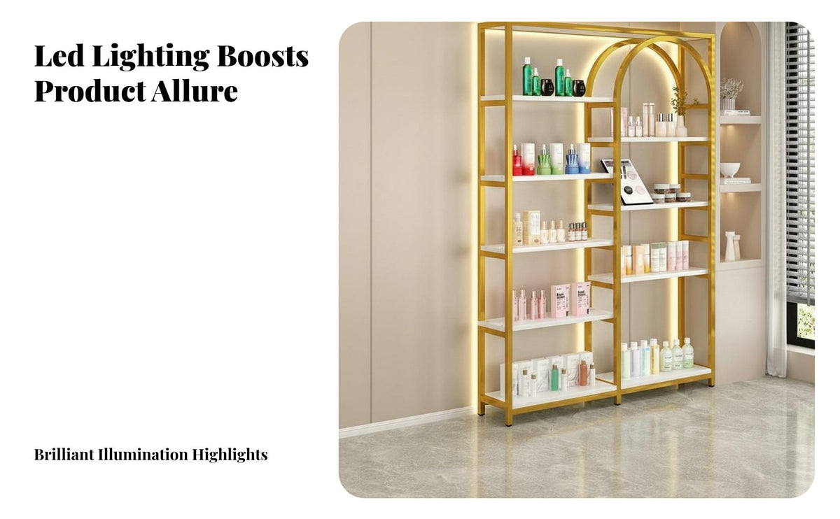Floor Standing Cosmetic Rack Large Capacity Beauty Salon Display Cabinet Partitioned Storage Multi-Tier Product Display for Nail Technicians, Bedroom