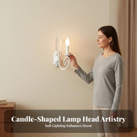 Ornate Scrollwork Vintage Candle Wall Light Easy Installation Antique Wrought Iron Sconce Dimmable Candle Look Wall Light for Interior Designers, Homeowners, Business Owners, Living Room, Bedroom, Entryway, Stairway