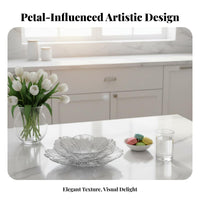 3 Pieces Large Capacity Pearlescent Petal Serving Bowl Long-Lasting 3 Piece Glass Fruit Plate Set Hammered Texture for Dining Table