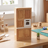Dollhouse Cupboard with Oven Wooden Miniature Kitchen Cabinet Realistic