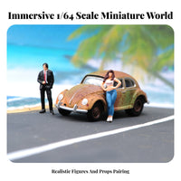 1/64 Scale Figure Hand-Painted People Figure Realistic Details Suit Man and Casual Woman Figures for Adults, Photography Props
