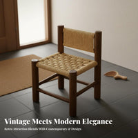 Nordic Design Woven Rope Stool Backless Woven Seat Stool Multi-Purpose Design Household Furniture Vintage Aesthetic for Adults, Homeowners, Entryway, Living Room, Bedroom, Balcony