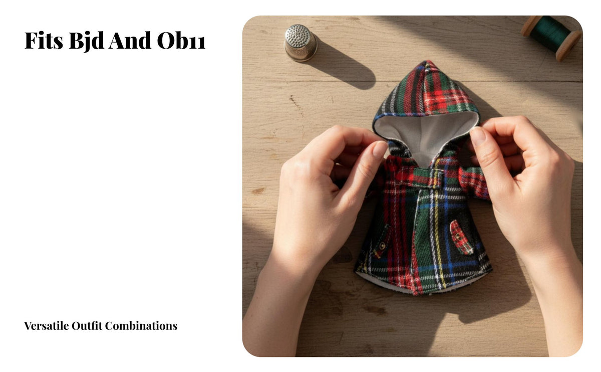 20cm Doll Jacket and Match BJD Doll Outerwear High-Quality Textile Miniature Duffle Coat for Hobbyists