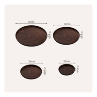 Round Wood Grain Tray Easy to Clean Wood Look Serving Plate Polished Surface