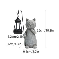 Feline Lantern Ornament Resin Material Solar Feline Ornament Easy to Install