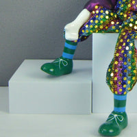 Dangling Leg Clown Doll Detailed Costume Ceramic Clown Doll Hand-Painted Face