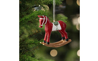 Rocking Horse Ornament Painted Finish Resin Rocking Horse Figurine Double-Purpose Use Xmas Tabletop Sculpture for Desktop, Wreath