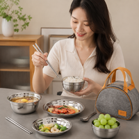 304 Stainless Steel Dinner Set, Cutlery Set, 18-Piece, Spoon & Fork Set, With Storage Bag, For Newlyweds & Families