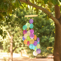 Hanging Shell Wind Chime 54cm, Handmade Wind Chime for Garden & Balcony, Clear Sound Play, Multicolor Window Decoration