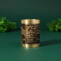 Traditional Design Engraved Brass Pen Holder Luxury Gift Desktop Accessory Heavy Duty for Calligraphers, Office