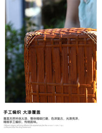Handwoven Purple Bamboo Storage Basket with Handle