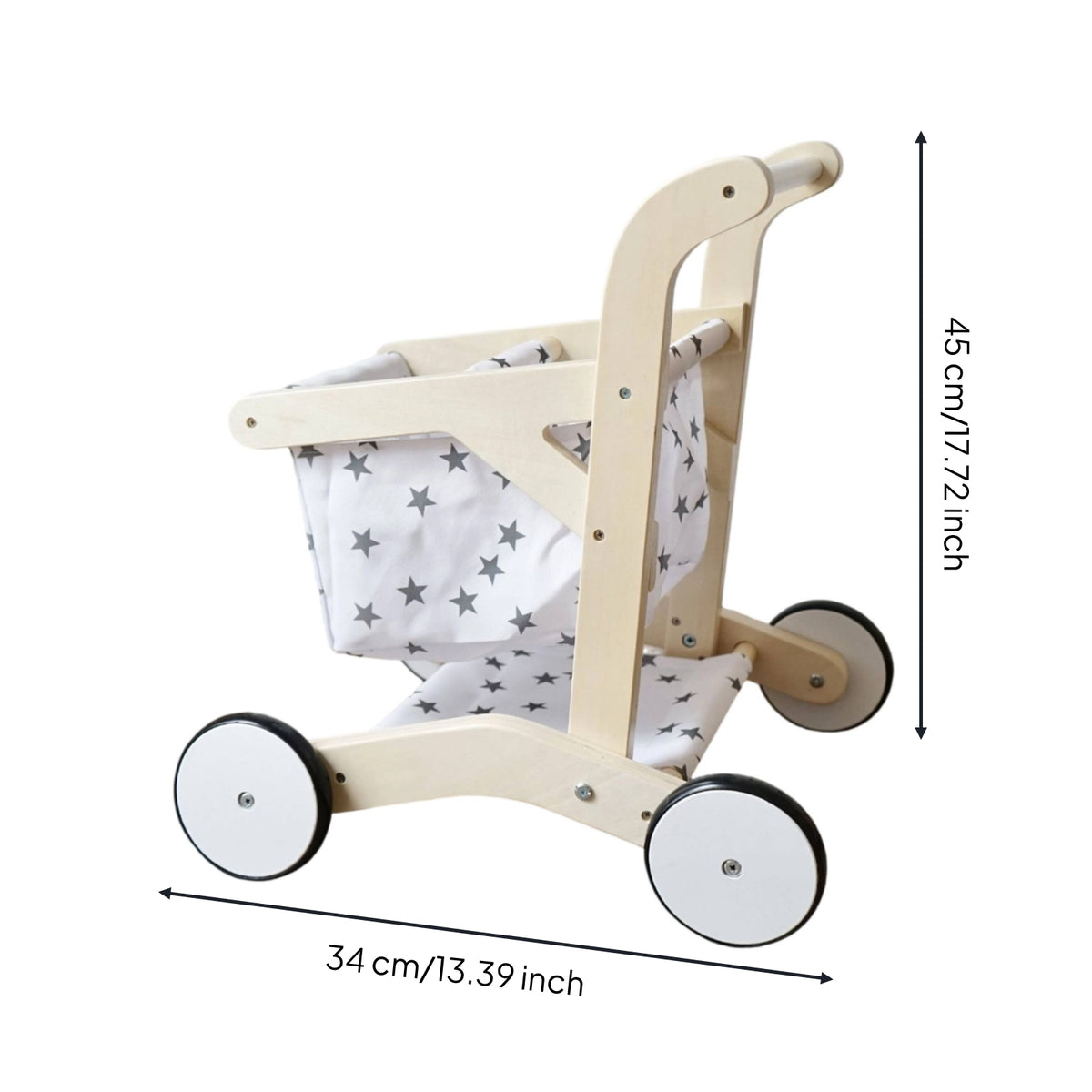 Motor Skills Wooden Shopping Cart Children's Plaything Plaything Wooden Shopping Cart Open Lower Shelf for Children, Walking Practice