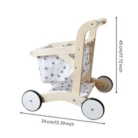 Motor Skills Wooden Shopping Cart Children's Plaything Plaything Wooden Shopping Cart Open Lower Shelf for Children, Walking Practice