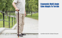 Wooden Non-Slip Four-Legged Stable Cane for Seniors, Adjustable Handle