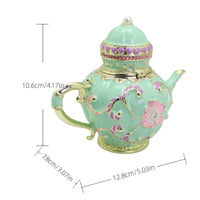 Teapot-Shaped Box Collectible Box with Hinged Lid Floral for Bookshelf, Entryway