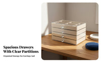 Large Capacity Jewelry Drawer Tray Organizer Flocked Lining Multi-Layer Jewelry Case Removable Trays for Women, Dresser, Bedroom, Dorm Room
