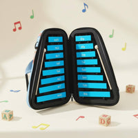 16-Note Xylophone Includes Mallets Children's Metal Xylophone Consistent Tone Blue Musical Bell Set for Preschoolers, Beginners, Early Education