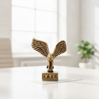 Brass Avian Sculpture Figurine Antique-Style Eagle Figurine with Rectangular Base Small for Collectors, Tea Lovers, Office Desk, Bookshelf