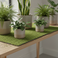 Artificial Moss Mat for Micro Landscape and Bonsai Decor, Flocked Green Moss Turf