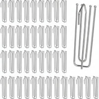 50 Pieces Stainless Steel Four-Prong Curtain Hook Silver Curtain Hook with Four Prongs Rustproof Hardware Long-Lasting for Bedroom